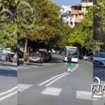 Безумие в Благоевград! Две деца с тротинетки летят в насрещното срещу автобус и автомобили в ж.к. „Еленово“